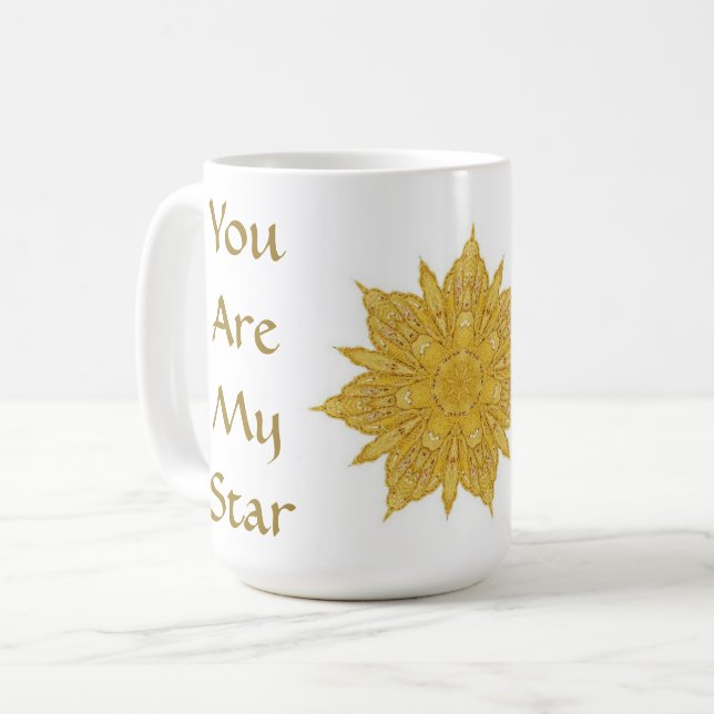 Caneca De Café Você É Minha Estrela Sempre Ouro Branca (Frente Esquerda)