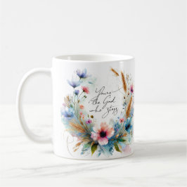 Caneca De Café Você é o Deus que fica, floral de aquarela