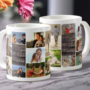 Caneca De Café Você é o Um Colagem de 14 Fotos em Painel de Madei