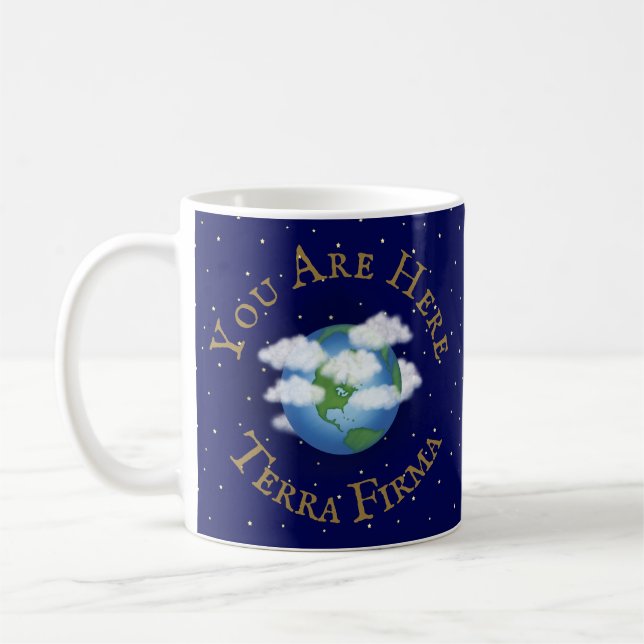 Caneca De Café "Você Está Aqui - Terra Firma" Planeta Humorístico (Esquerda)