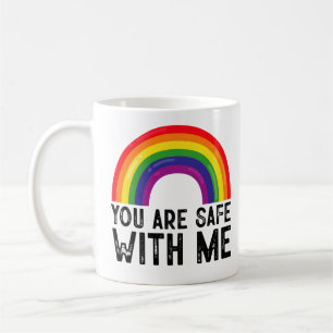 Caneca De Café Você Está Seguro Comigo Mês do Orgulho LGBTQ Arco-