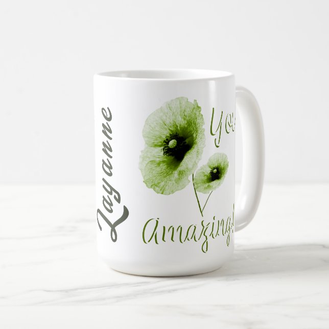 Caneca De Café Você Floral Verde Incrível (Frente Esquerda)