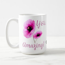 Caneca De Café Você Incrível Floral Rosa
