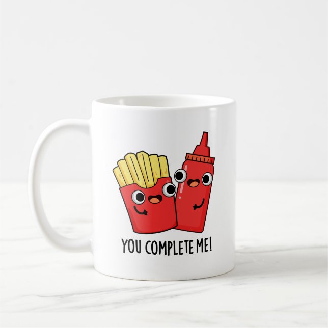 Caneca De Café Você Me Completou Engraçado Fries Ketchup Pun (Esquerda)