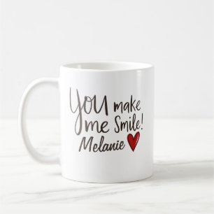 Caneca De Café Você me faz sorrir Nome Coração Dia dos Namorados