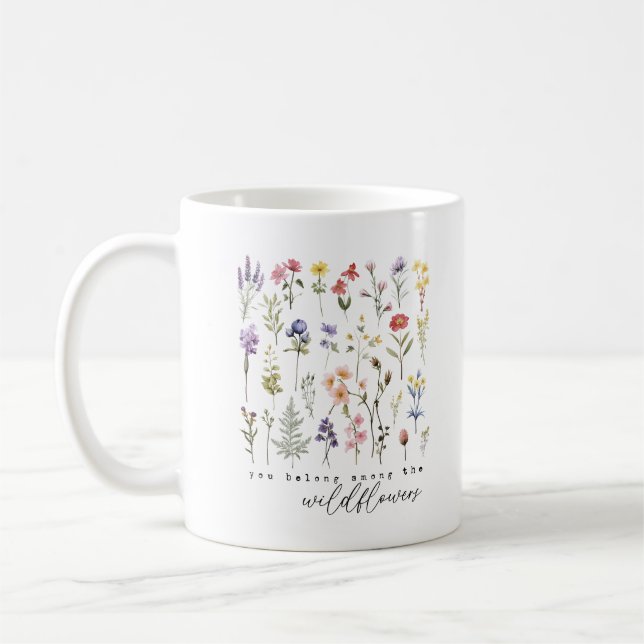 Caneca De Café Você Pertence Ao Monograma Personalizado De Flores (Esquerda)