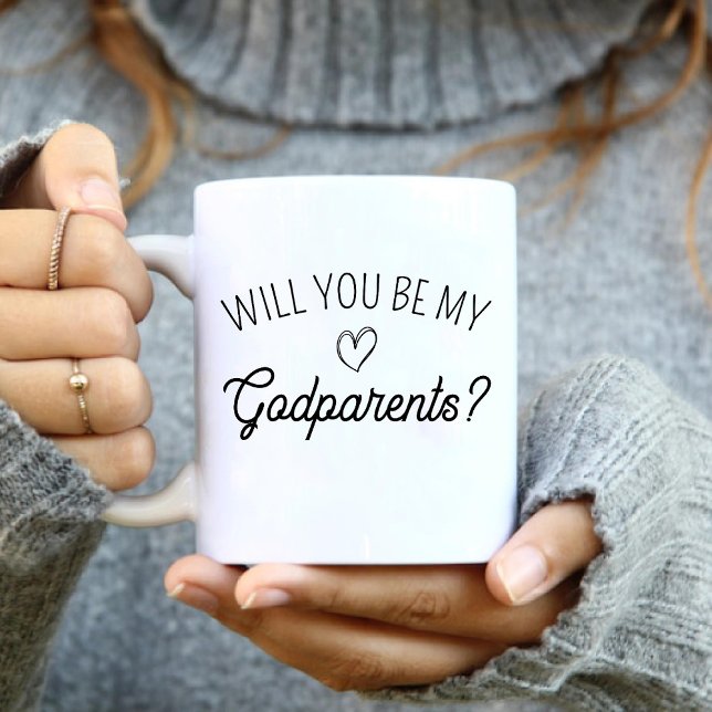 Caneca De Café Você Será Meus Padrões? Bebê simples esperando (Will You Be My Godparents? Simple baby expecting Coffee Mug)