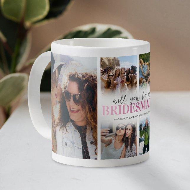 Caneca De Café Você Será Minha Colagem De Fotos Da Bridesmaid? (Criador carregado)