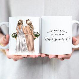 Caneca De Café Você será minha dama de Bridesmaid? Meninas Em Pal