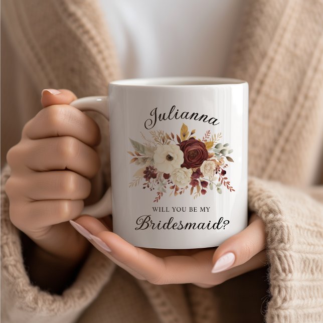 Caneca De Café Você será minha dama de Bridesmaid? Queda Floral (Criador carregado)