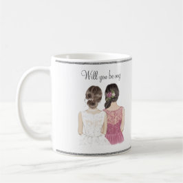 Caneca De Café Você Será Minha Dama de Honra Aquarela