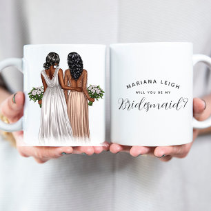 Caneca De Café Você será minha Dama de Honra? Meninas de Vestido 