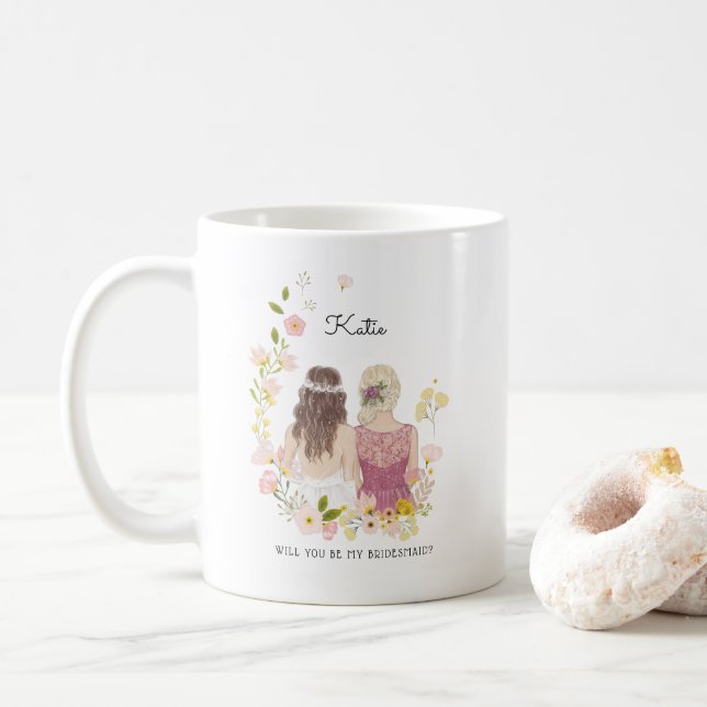 Caneca De Café Você será minha Dama de Honra/Proposta de Dama de  (Com Donut)