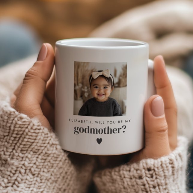 Caneca De Café Você Será Minha Madrinha Proposta Fotográfica? (Zazzle Will You Be My Godmother Photo Proposal Coffee Mug (Front))