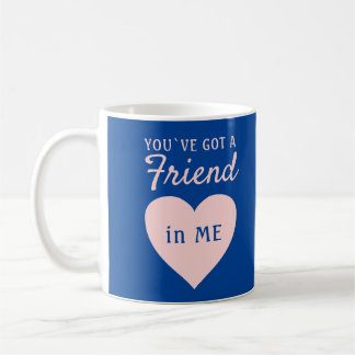 Caneca De Café Você tem um Amigo Coração Rosa Azul Amizade