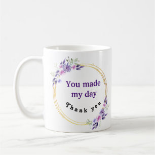 Caneca De Café Você Tornou Meu Dia Obrigado Coroa Floral Roxa