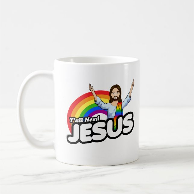 Caneca De Café Vocês precisam de Jesus - Jesus Arco-íris (Esquerda)
