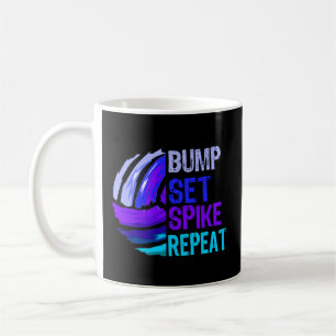 Caneca De Café Voleibol Bump Set Spike Repetir Azul Roxo N