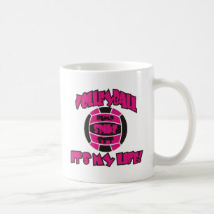 CANECA DE CAFÉ VOLEIBOL NO ROSA QUENTE E NO PRETO