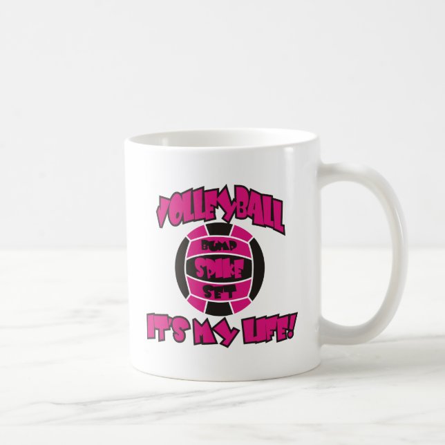 CANECA DE CAFÉ VOLEIBOL NO ROSA QUENTE E NO PRETO (Direita)