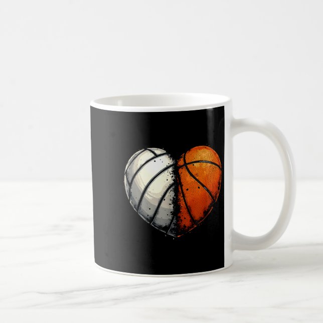 Caneca De Café Volleyball Basketball Ball Heart Srts Lover Valent (Direita)