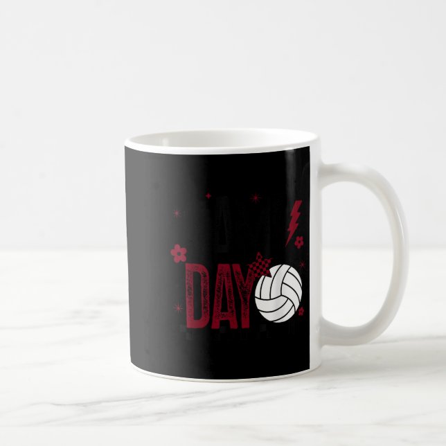 Caneca De Café Volleyball Game Day Retro Girls Volleyball Mom Mar (Direita)