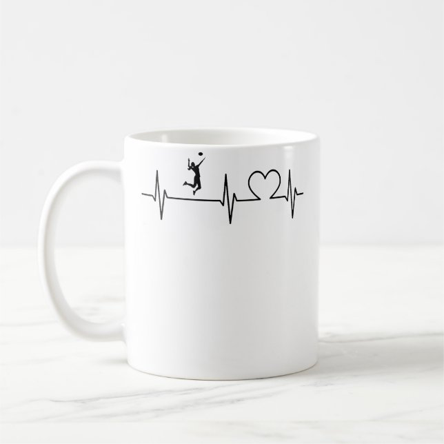 Caneca De Café Volleyball Player Heartbeat Volleyball Team Volley (Esquerda)