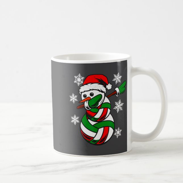 Caneca De Café Volleyball Santa Hat Snowman Xmas Funny Volleyball (Direita)