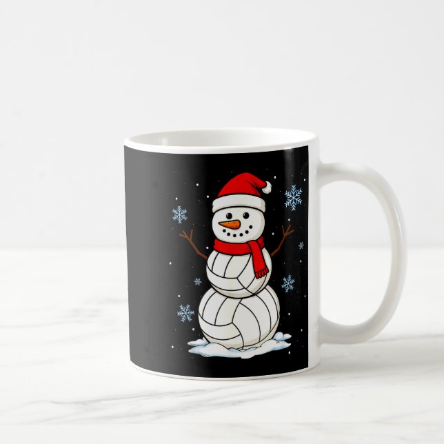 Caneca De Café Volleyball Snowman Merry Christmas Funny Srts Xmas (Direita)