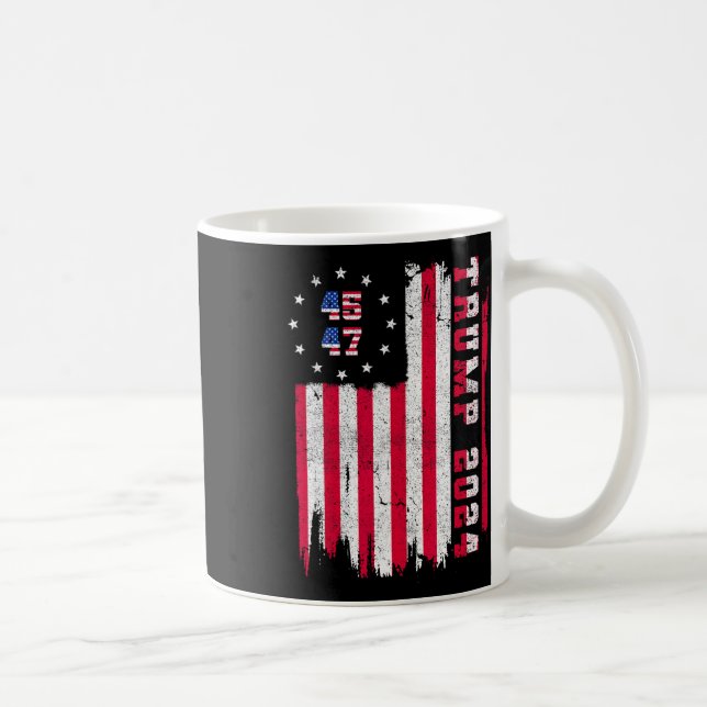 Caneca De Café Volta) 45 47 Trump 2024 American Flag (Direita)