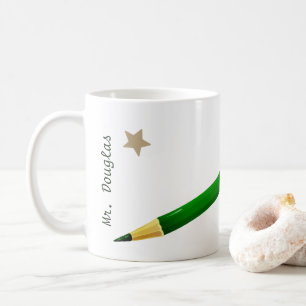 Caneca De Café Voltar à Escola Professores Nome Lápis Verde Cláss