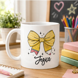 Caneca De Café Voltar ao Nome Personalizado do Coquette Escolar