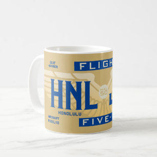 Caneca De Café Voo 5-O (HAL50) HNL para JFK