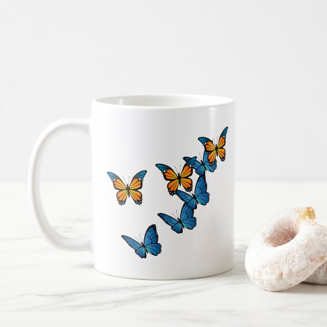 Caneca De Café Voo Serene e Relaxando Borboleta (Com Donut)