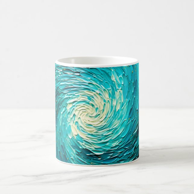 Caneca De Café Vórtice Abstrato de Oceano Turquesa (Centro)