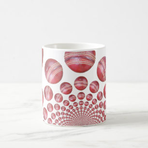 Caneca De Café Vórtice Carmesim: Linda Arte de Bola de Críquete V