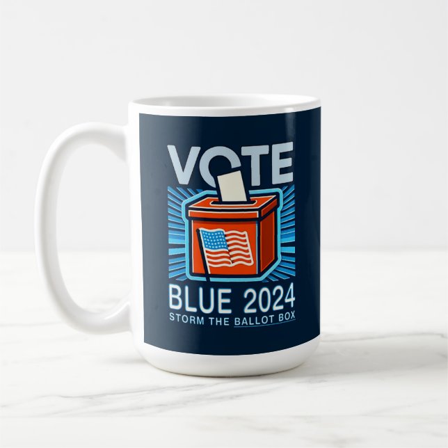 Caneca De Café Votação Blue 2024 Caixa de Votação Eleições Presid (Esquerda)