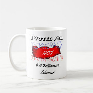 CANECA DE CAFÉ VOTEI A FAVOR DA DEMOCRACIA E NÃO DA DITADURA E...