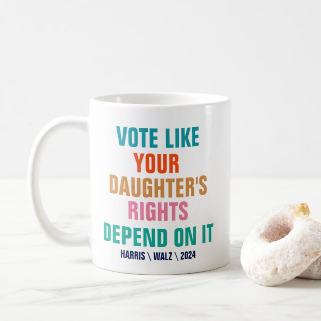 Caneca De Café Votem como os direitos de sua filha dependem disso (Com Donut)