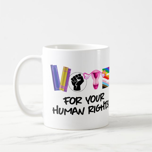 Caneca De Café Votem pelos seus direitos humanos (Esquerda)