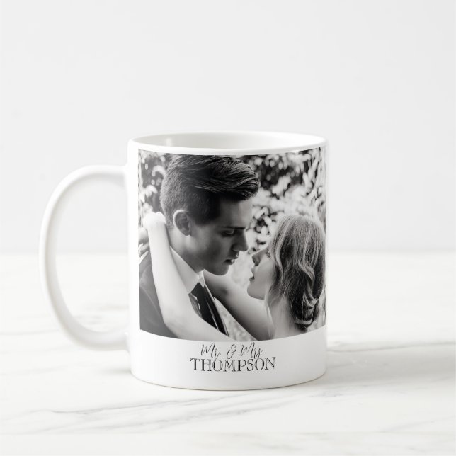 Caneca De Café Votos de Casamento Foto Sr e Sra Personalizado (Esquerda)