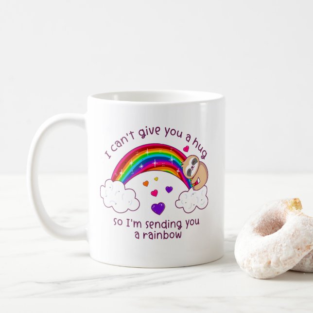 Caneca De Café Vou enviar-te um Arco-Íris de Abraço (Com Donut)