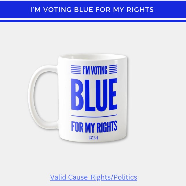 Caneca De Café Vou votar Democrata Azul (Criador carregado)