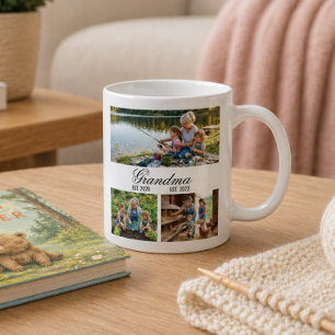 Caneca De Café Vovó Ano de Estabelecimento Elegante Roteiro Branc