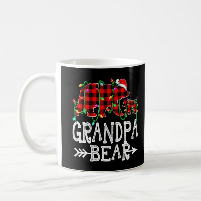 Caneca De Café Vovô Bear Natal Pajama Xadrez Vermelha Buffalo Fa (Esquerda)