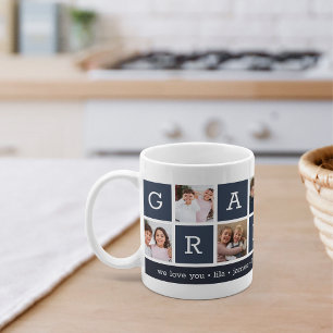 Caneca De Café Vovó Colagem de Fotos e Nomes de Netos