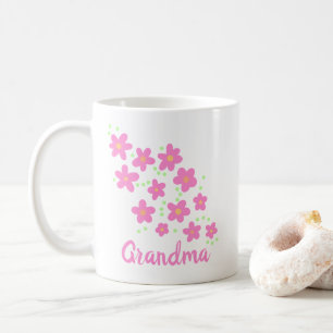 Caneca De Café Vovó Cor-de-rosa Flores Whimsical Mug