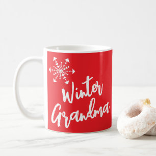 Caneca De Café Vovó de inverno Nome Personalizado Vermelho Festiv
