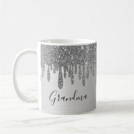 Caneca De Café Vovó de Silver Glitter Cerâmica