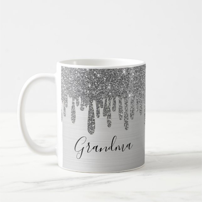 Caneca De Café Vovó de Silver Glitter Cerâmica (Esquerda)